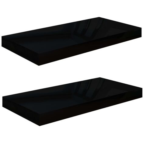 Étagère murale flottante 2 pcs Noir brillant 50x23x3,8 cm MDF vidaXL