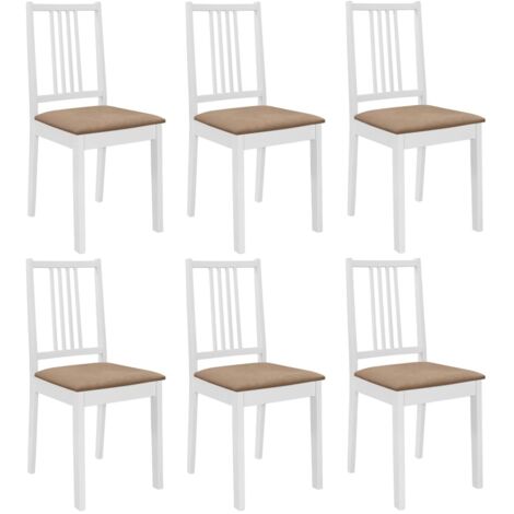 Vidaxl – Lot de 6 chaises à manger en bois solide avec coussins – Couleur blanc crème – Dimensions 40x49x88,5 cm – Hauteur d'assise 44 cm