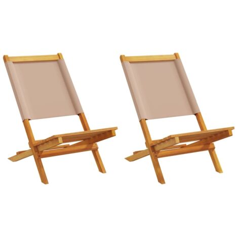 Chaises de jardin lot de 2 taupe bois d'acacia massif et tissu vidaXL