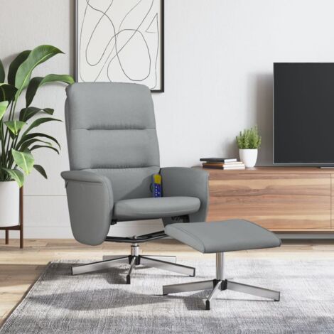 Fauteuil inclinable de massage et repose-pied gris clair tissu vidaXL