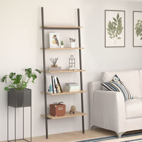 Étagère inclinée à 5 niveaux Marron clair et noir 64x34x185,5cm vidaXL (1/5)