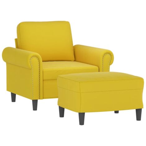 Fauteuil avec repose-pied jaune 60 cm velours vidaXL (1/5)