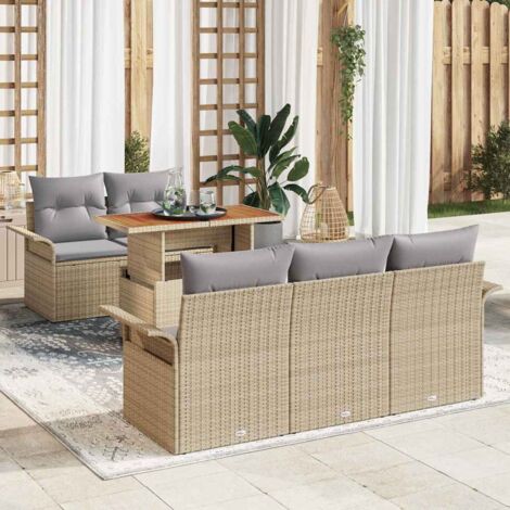Ensemble de canapé de jardin 6 pcs beige et gris clair vidaXL (1/5)