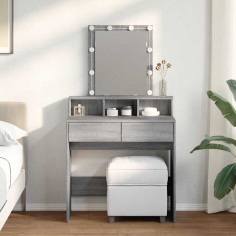 vidaXL Dressing Table with LED Grey Sonoma 80x41x144,5 cm (1/5)