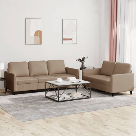Ensemble de canapés 2 pcs avec coussins Cappuccino Similicuir vidaXL (1/5)