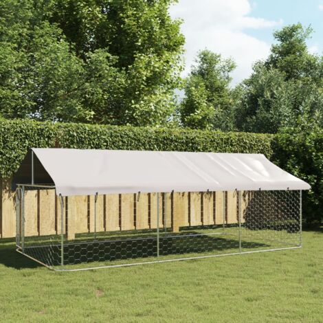 Vidaxl – Chenil extérieur avec toit 400x200x150 cm – Acier galvanisé durable – Système de verrouillage à loquet – Pour chiens en extérieur