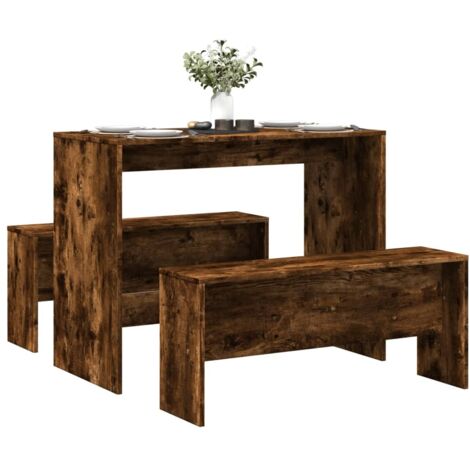 Ensemble table à manger et bancs 3 pcs bois d'ingénierie vidaXL