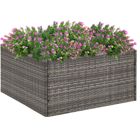 Vidaxl – Jardinière en résine tressée gris 80x80x40 cm – Pour fleurs et plantes – Assemblage requis – Design moderne et élégant - vidaXL55695