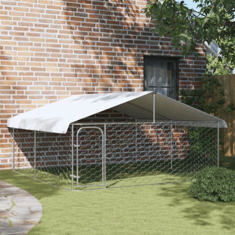 Vidaxl – Chenil extérieur avec toit 300x300x150 cm – Acier galvanisé résistant aux intempéries – Système de verrouillage à loquet – Pour chiens de taille moyenne à grande