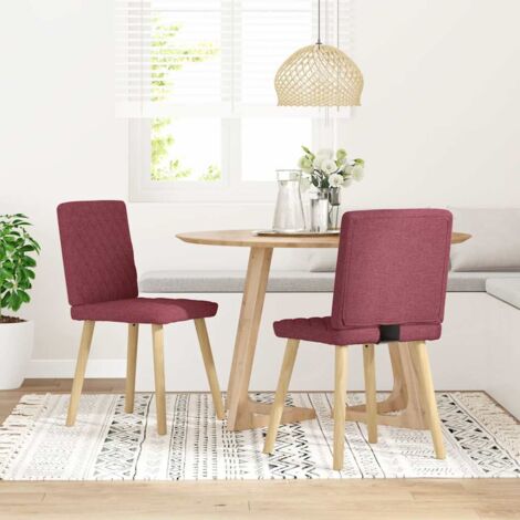 Chaises à manger lot de 2 rouge bordeaux tissu vidaXL (1/5)