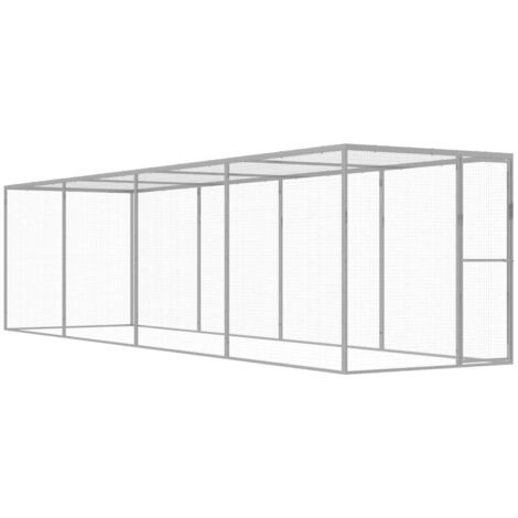 Vidaxl – Cage pour chat 6x1,5x1,5 m – Acier galvanisé – Porte verrouillable – Grille métallique pour circulation d'air