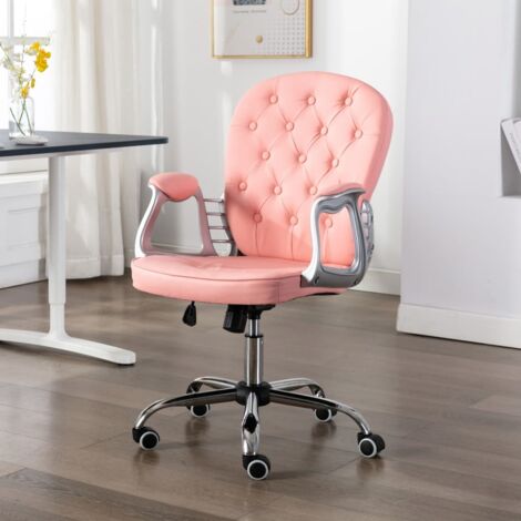 Vidaxl – Chaise de bureau pivotante rose similicuir – Hauteur réglable 91-101 cm – Dossier rembourré – Roulettes flexibles PU – Capacité 110 kg (1/5)