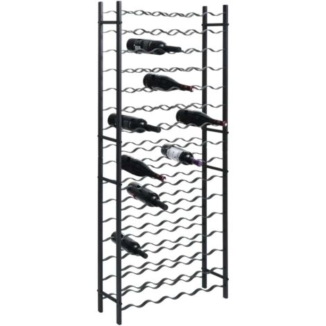 Vidaxl – Casier à bouteilles 96 bouteilles – Fer noir avec finition métal pulvérisé – Dimensions 64x22x157 cm – Empilable avec fixation murale