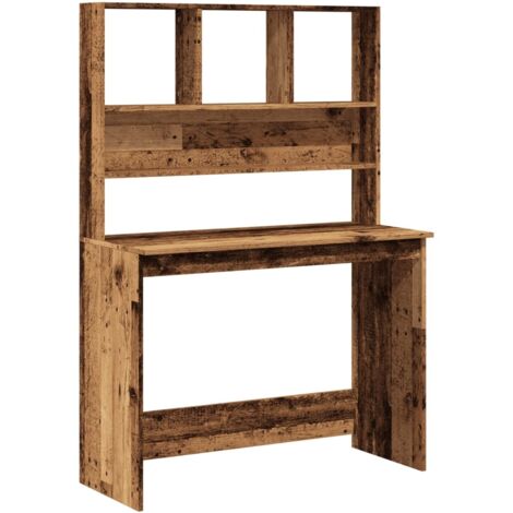 Vidaxl – Bureau droit avec étagères en bois d'ingénierie vieux bois 102x45x148 cm – Design compact pour petits espaces – Assemblage requis