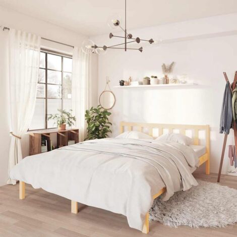 Vidaxl – Cadre de lit en bois massif 160x200 cm – Structure robuste – Assemblage requis – Pour matelas 160x200 cm (1/6)