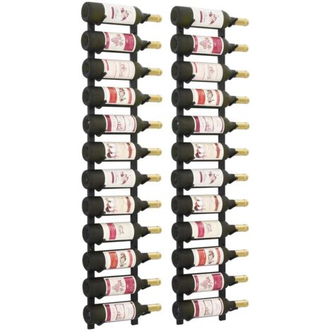 vidaXL Wall Mounted Wine Racks for 12 Bottles 2 pcs Black Iron