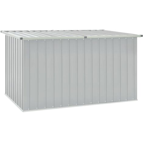 Vidaxl – Coffre de jardin gris 171x99x93 cm – Acier galvanisé pour usage intérieur et extérieur – Ouverture facile avec couvercle à charnière
