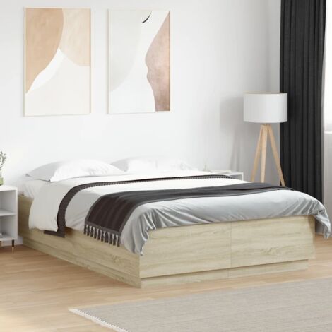 Cadre de lit avec LED sans matelas chêne sonoma 160x200 cm vidaXL (1/7)