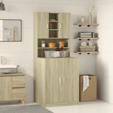 Vidaxl – Armoires pour machine à laver 2pcs chêne sonoma – Bois d'ingénierie résistant à l'humidité – Dimensions 70,5 x 71,5 x 181,5 cm