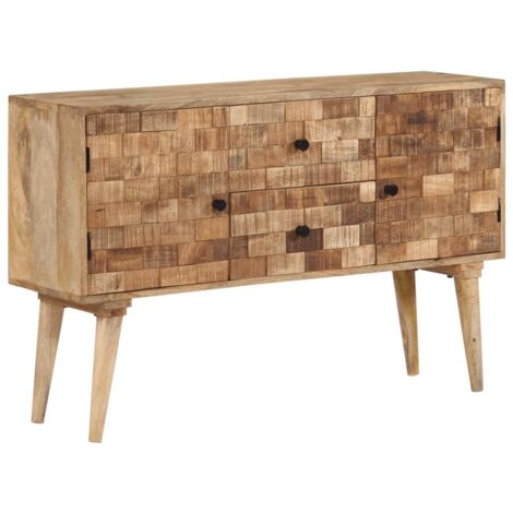 Vidaxl – Buffet en bois massif de manguier 110x30x70 cm – Finition naturelle – Capacité de charge 55 kg – Assemblage requis (1/6)