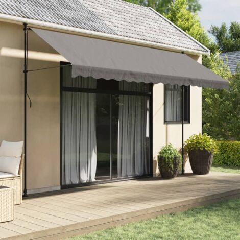 Vidaxl – Auvent rétractable anthracite 400x150 cm – Tissu polyester 180 g/m² avec revêtement PU – Acier durable – Manœuvre manuelle
