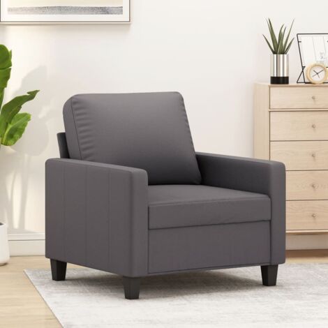 Vidaxl – Fauteuil gris en similicuir 60 cm – Design moderne – Surface résistante aux taches – Dimensions 78x77x80 cm – Capacité 110 kg