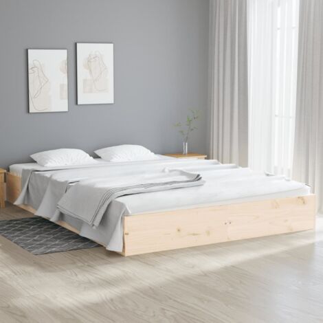 Vidaxl – Cadre de lit en bois massif 140x200 cm – Lattes robustes pour bonne répartition du poids – Assemblage requis – Esthétique rustique