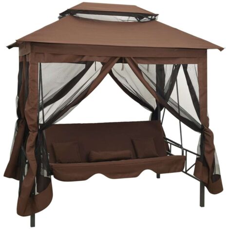 Vidaxl – Balancelle de jardin convertible 2 places – Cadre acier revêtu – Dimensions 220x160x240 cm – Capacité 240 kg – Housses de coussin amovibles