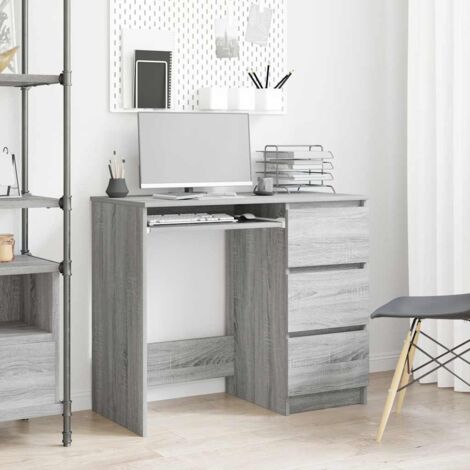 Vidaxl – Bureau enfant 90x45x76 cm – Bois d'ingénierie sonoma gris avec 3 tiroirs – Surface résistante à l'humidité – Idéal pour espace de travail