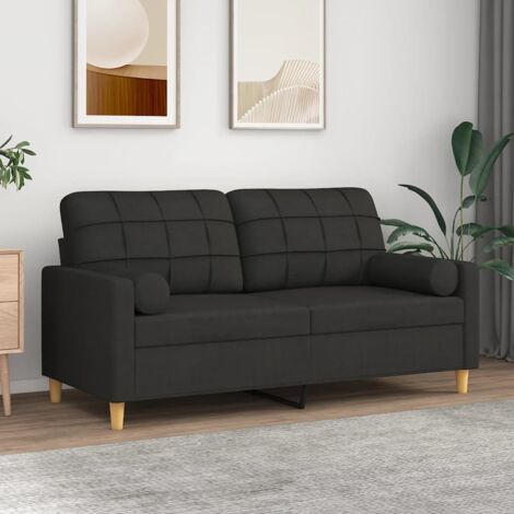 Canapé 2 places avec oreillers décoratifs noir 140 cm tissu vidaXL (1/6)