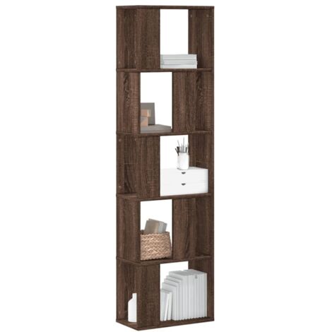 vidaXL Bookcase 5-Tier Brown Oak 45x23.5x162.5 cm Engineered Wood