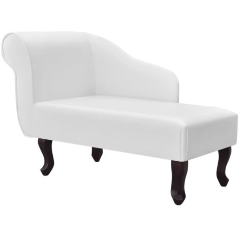 Vidaxl – Transat de jardin chaise longue blanc en similicuir – Structure en bois – Dimensions 104x51x69,5 cm – Assise rembourrée confortable