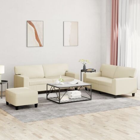 Ensemble de canapés 3 pcs crème similicuir vidaXL (1/5)