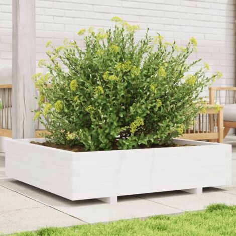 Jardinière blanc 100x100x26,5 cm bois de pin massif vidaXL (1/5)
