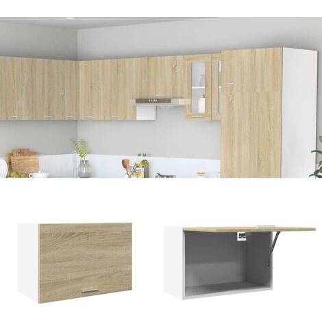 Vidaxl – Armoire suspendue chêne sonoma 60x31x40 cm – Bois d'ingénierie – Porte rabattable – Capacité 60 kg – Installation murale