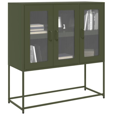 Buffet vert olive 100,5x39x107 cm acier laminé à froid vidaXL (1/5)