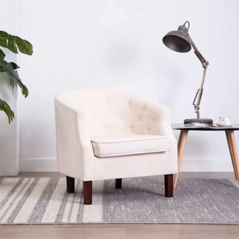 Vidaxl – Fauteuil relax beige en tissu polyester – Pieds en bois d'hévéa – Dimensions 65x64x65 cm – Confort optimal avec rembourrage mousse