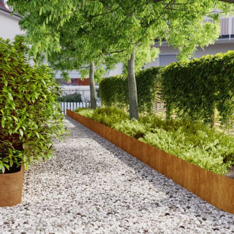 Vidaxl – Bordure de pelouse 10 pcs 25 x 103 cm – Acier corten anti-corrosif – Système d’interconnexion rapide – Pour jardins et allées (1/6)