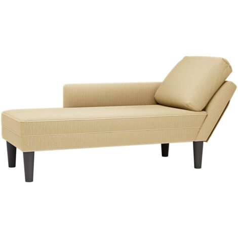 Vidaxl – Chaise longue en velours côtelé gris-vert – Coussin inclus – Dimensions 132x56x70 cm – Hauteur d'assise 35 cm – Capacité 110 kg