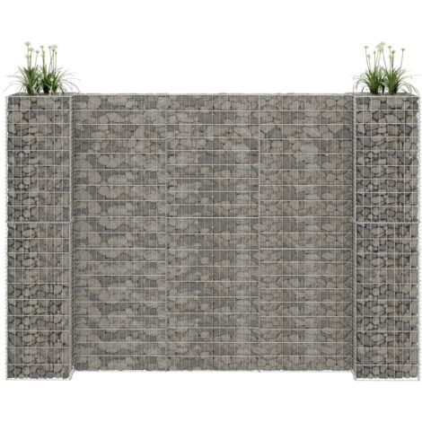 Vidaxl – Jardinière à gabion H 180 cm – Acier galvanisé – Pour parterre de fleurs et plantes – Assemblage facile – Résistante aux intempéries
