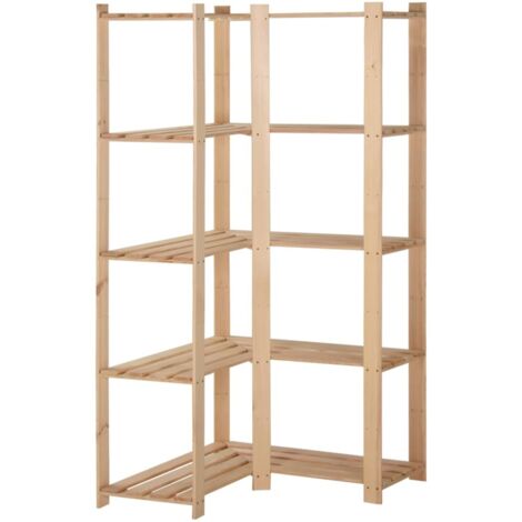 Vidaxl – Étagère d'angle 5 niveaux 82,5x82,5x170 cm – Pin massif – Kit anti-basculement inclus – Pour espaces confinés et rangement optimal