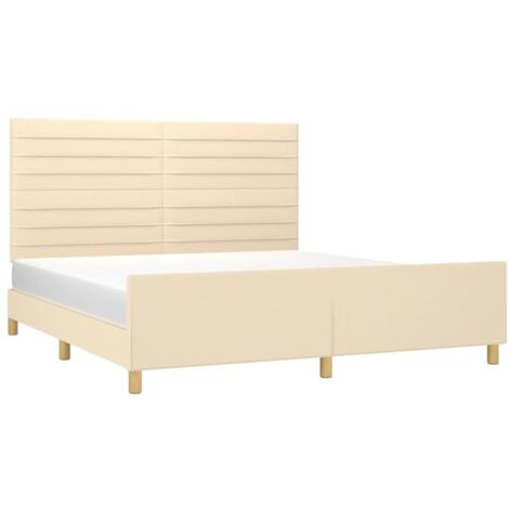 Cadre de lit sans matelas crème 180x200 cm tissu vidaXL (1/5)