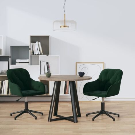 Chaises pivotantes à manger lot de 2 Vert foncé Velours vidaXL (1/5)