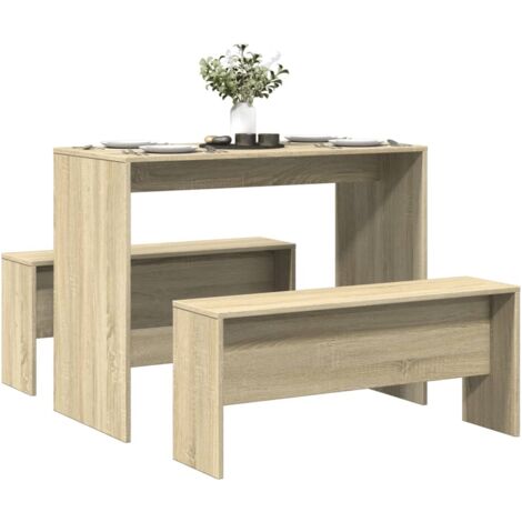 Ensemble table à manger et bancs 3 pcs bois d'ingénierie vidaXL
