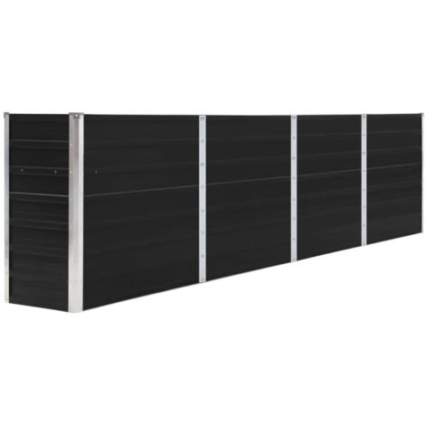 Vidaxl – Jardinière rectangulaire 320x40x77 cm en acier galvanisé anthracite – Supports intérieurs pour robustesse – Bord replié pour sécurité