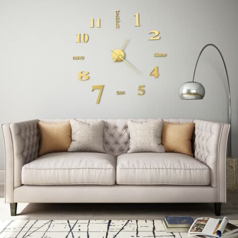 Horloge murale 3D Design moderne 100 cm XXL Doré vidaXL