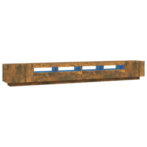 Vidaxl – Ensemble de meubles TV avec lumières LED 3 pcs – Chêne fumé – Bois d'ingénierie – Dimensions 100x35x40 cm – Rangement optimisé