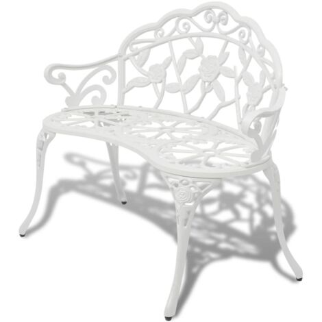 Vidaxl – Banc de jardin 100 cm en aluminium coulé blanc – Capacité 2 personnes – Dimensions 100 x 54 x 80 cm – Résistant aux intempéries