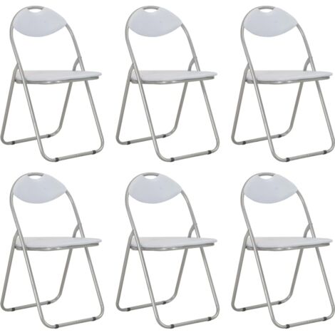 Chaises pliantes à manger lot de 6 blanc similicuir vidaXL