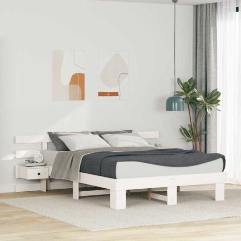 Cadre de lit Blanc 160x200 cm Pin massif et pin massif vidaXL (1/5)